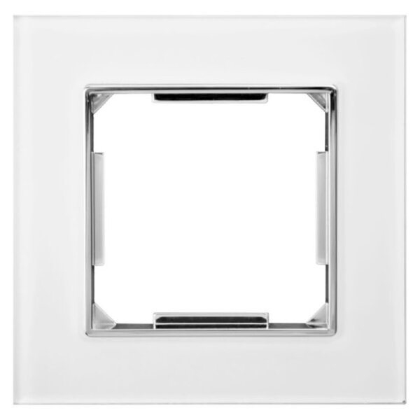 Elhard Vypínač Royal Glass Elegant č.5 s rámčekom, biely kompletný YE5305W