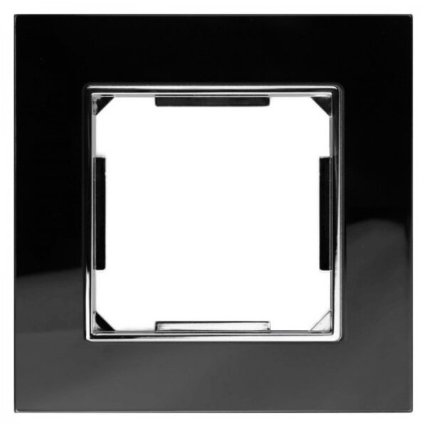Elhard Vypínač Royal Glass Elegant č.1 so skleneným rámčekom, čierny - kompletný YE5301B