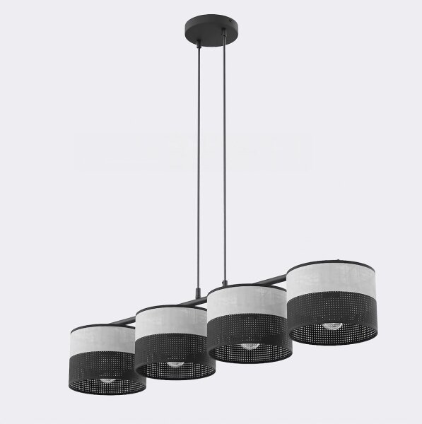 Luster na lanku KARBON 4xE27/15W/230V čierna/sivá