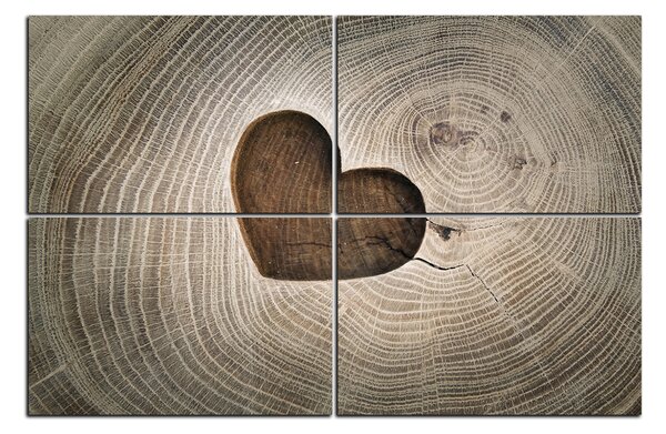 Obraz na plátne - Srdce na drevenom pozadí 1207E (90x60 cm)
