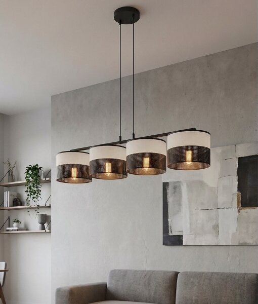 Luster na lanku KARBON 4xE27/15W/230V čierna/sivá