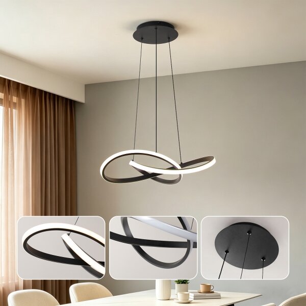 Brilagi - Stmievateľný LED luster na lanku INFINITY LED/55W/230V 50x50 cm čierny + DO