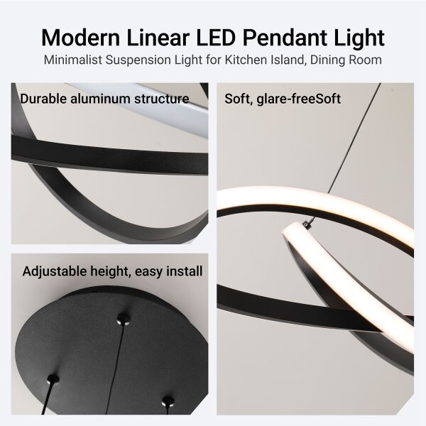 Brilagi - Stmievateľný LED luster na lanku INFINITY LED/55W/230V 50x50 cm čierny + DO