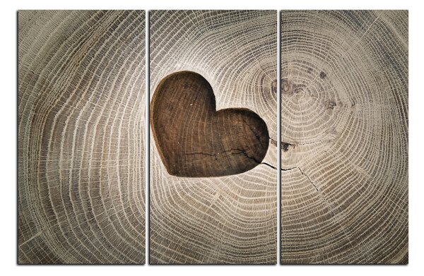 Obraz na plátne - Srdce na drevenom pozadí 1207B (90x60 cm )