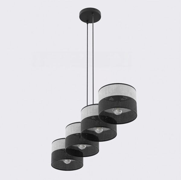 Luster na lanku KARBON 4xE27/15W/230V čierna/sivá