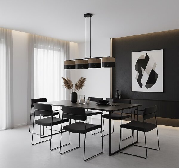 Závesný luster na lanku KARBON 4xE27/15W/230V čierna/hnedá