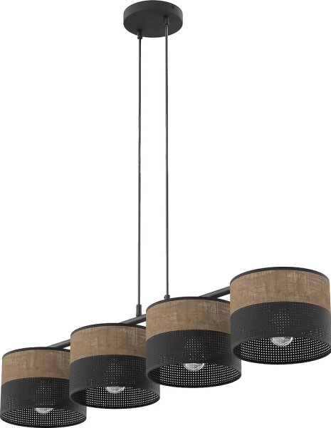 Závesný luster na lanku KARBON 4xE27/15W/230V čierna/hnedá
