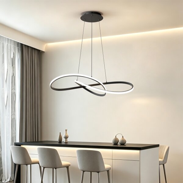 Brilagi - LED stmievateľný luster na lanku INFINITY LED/80W/230V 80x80 cm čierny + diaľkové ovládanie
