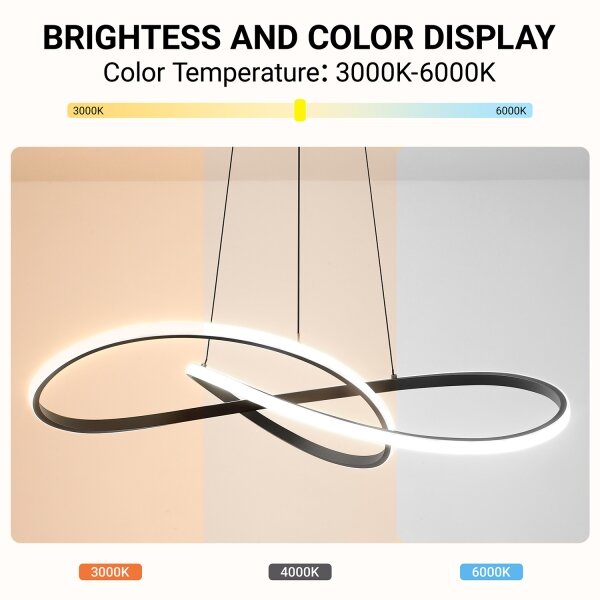 Brilagi - LED stmievateľný luster na lanku INFINITY LED/80W/230V 80x80 cm čierny + diaľkové ovládanie