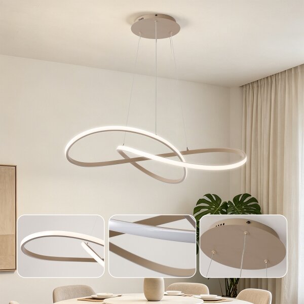 Brilagi - LED stmievateľný závesný luster INFINITY LED/80W/230V 80x80 cm béžový + diaľkové ovládanie