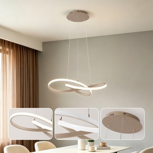 Brilagi - LED stmievateľný luster na lane INFINITY LED/55W/230V 50x50 cm béžový + diaľkové ovládanie