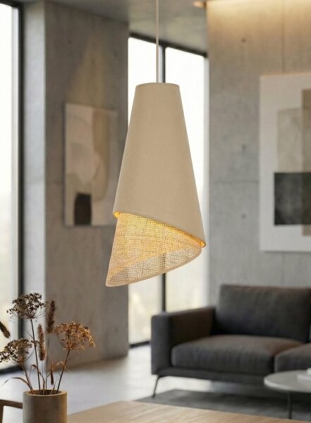 Závesný luster na lane MODA 3xE27/15W/230V béžová/ratan