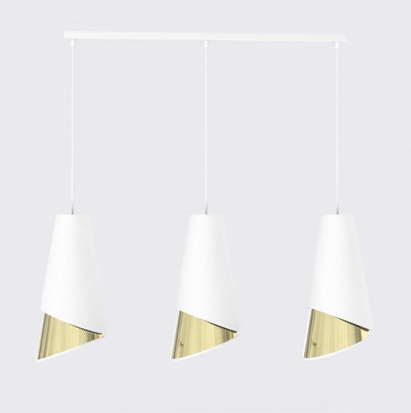 Luster na lanku MODA 3xE27/15W/230V biely/zlatý