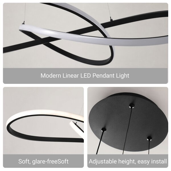 Brilagi - LED stmievateľný luster na lanku INFINITY LED/80W/230V 80x80 cm čierny + diaľkové ovládanie
