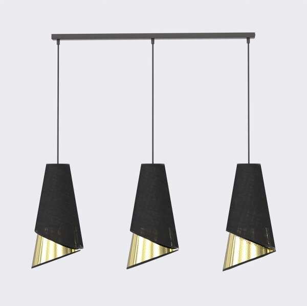 Luster na lanku MODA 3xE27/15W/230V čierna/zlatá