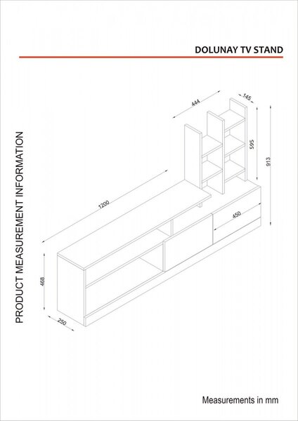 Hanah Home Obývacia stena Dolunay 164,4 cm biela