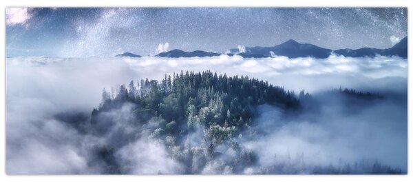 Obraz lesa v hmle (120x50 cm)