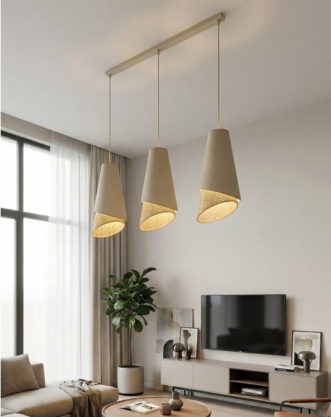Závesný luster na lane MODA 3xE27/15W/230V béžová/ratan