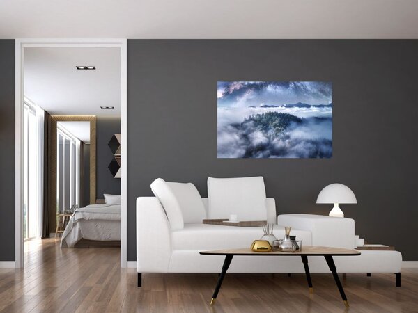 Obraz lesa v hmle (90x60 cm)