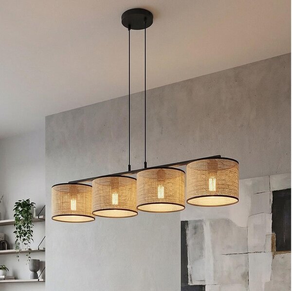 Luster na lankách ECO 4xE27/15W/230V béžová/ratan