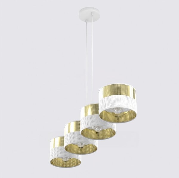 Luster na lanku LUX 4xE27/15W/230V biela/zlatá