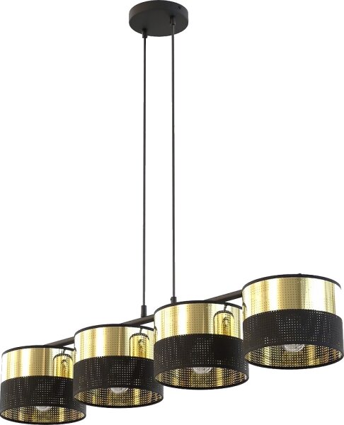 Závesný luster LUX na lanku 4xE27/15W/230V čierna/zlatá