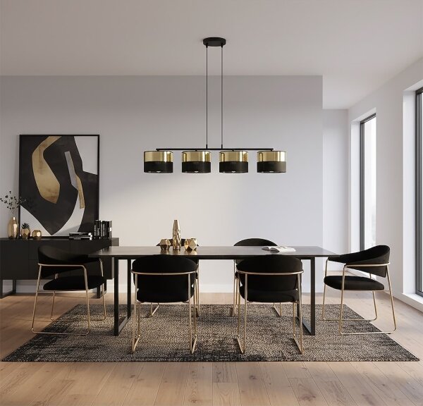 Závesný luster LUX na lanku 4xE27/15W/230V čierna/zlatá