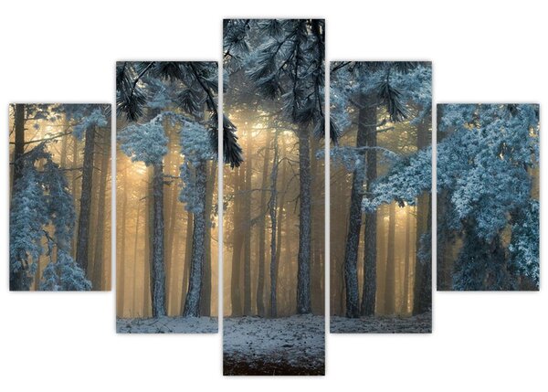 Obraz zasneženého lesa (150x105 cm)