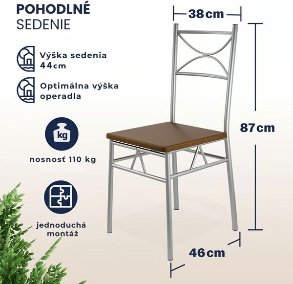 Jedálenská súprava PAUL, 5-dielna, tmavý dub Casaria