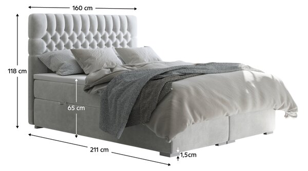 KONDELA Posteľ boxspring, svetlosivá, 160x200, FONDA