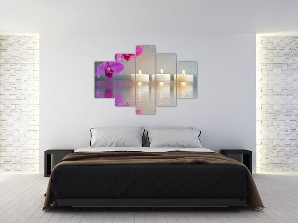 Obraz sviečok na vode (150x105 cm)