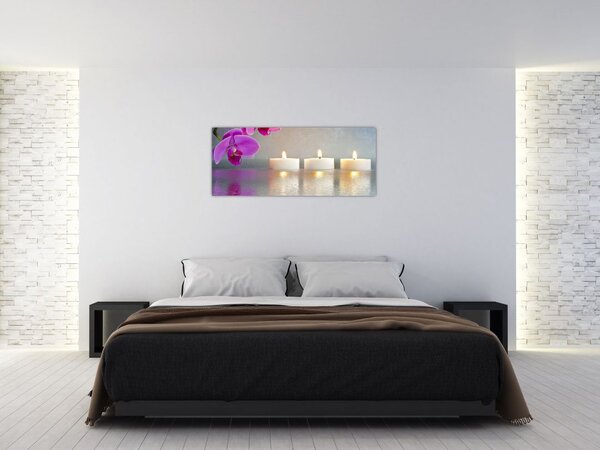Obraz sviečok na vode (120x50 cm)