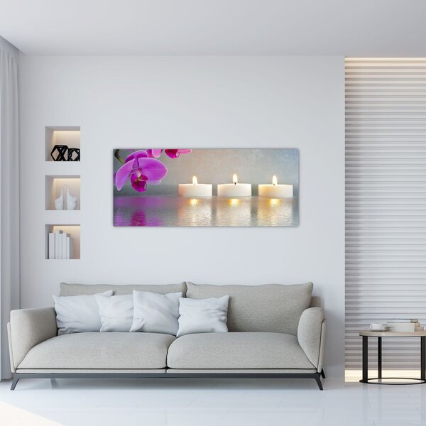 Obraz sviečok na vode (120x50 cm)