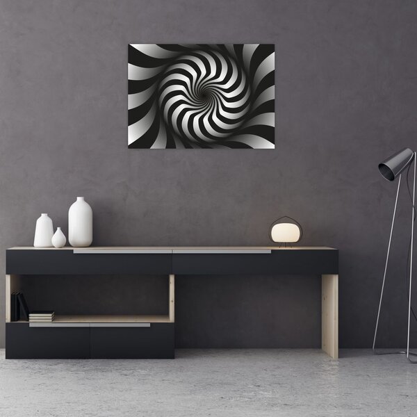 Abstraktný obraz čiernobiele špirály (70x50 cm)
