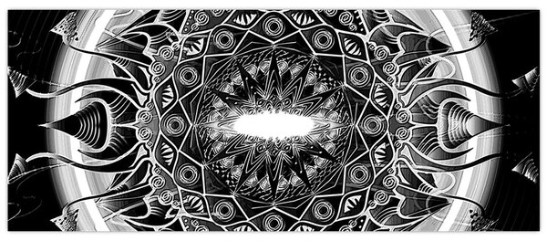 Obraz čiernobielych ornamentov (120x50 cm)