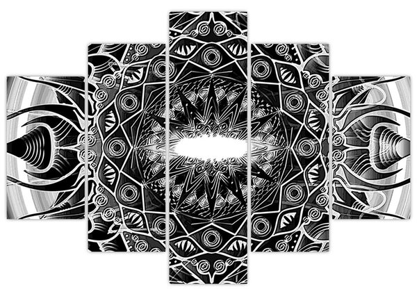 Obraz čiernobielych ornamentov (150x105 cm)