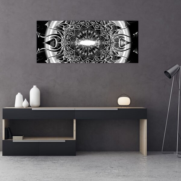 Obraz čiernobielych ornamentov (120x50 cm)