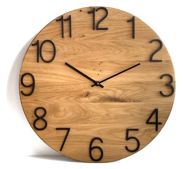 Dubové hodiny CLOCK - 40cm , Čierna , Bez gravírovania