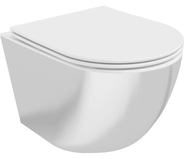Mexen Lena WC misa Rimless s pomaly padajúcou doskou slim, duroplast, biela/strieborná - 30224004