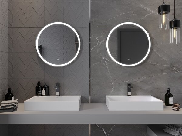 Mexen Gobi, LED okrúhle kúpeľňové zrkadlo s podsvietením 60 cm, 6000K, ochrana proti zahmlievaniu, 9801-060-060-611-00