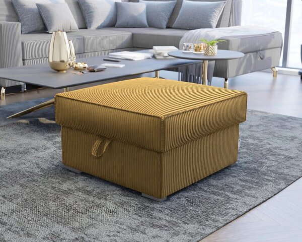 Horčicový taburet SMART COSARO s úložným priestorom 65x65 cm