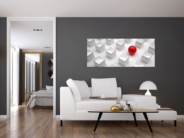 Obraz abstrakcie - kocky s guľou (120x50 cm)