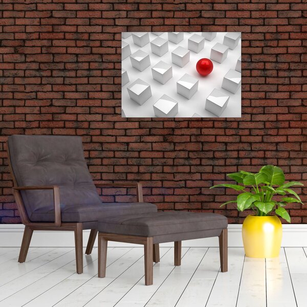 Obraz abstrakcie - kocky s guľou (70x50 cm)