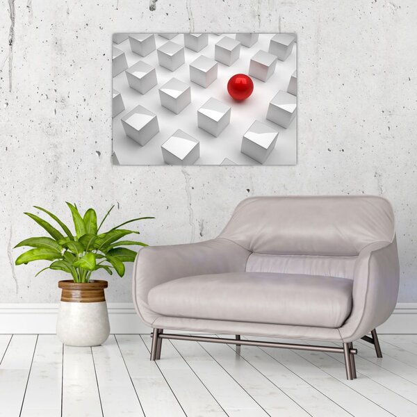 Obraz abstrakcie - kocky s guľou (70x50 cm)