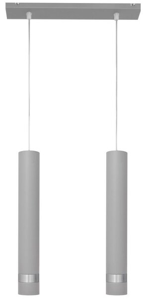 Helam LED Luster na lanku TUBA 2xGU10/6,5W/230V šedá/lesklý chróm HE1287 + záruka 3 roky zadarmo