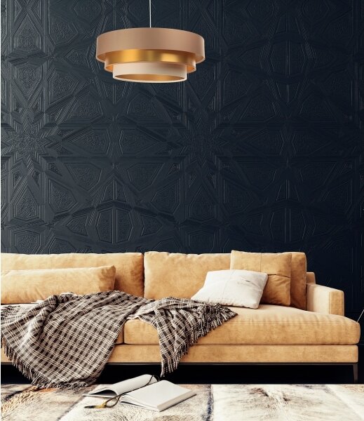 Luster na lanku TRINITI 1xE27/60W/230V béžová/zlatá