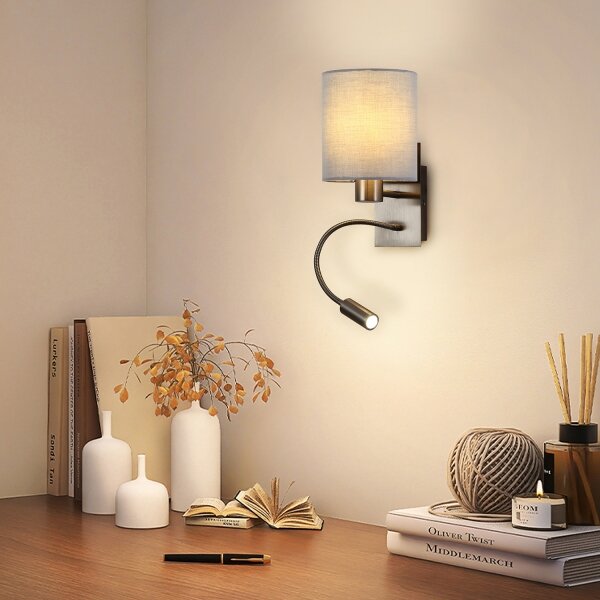 Brilagi - LED Flexibilná nástenná lampa NUBILA 1xE27/25W/230V + LED/3W matný chróm/šedá