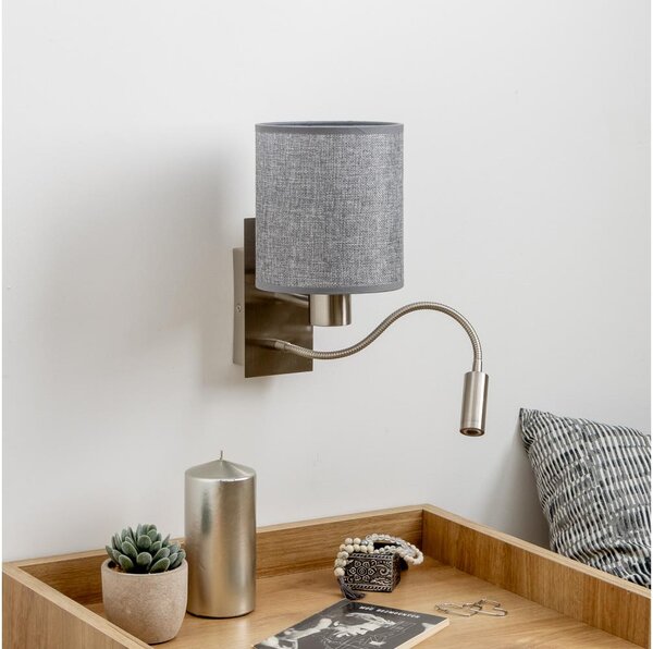 Brilagi - LED Flexibilná nástenná lampa NUBILA 1xE27/25W/230V + LED/3W matný chróm/šedá