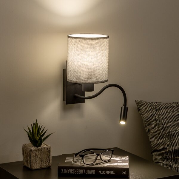 Brilagi - LED Flexibilná nástenná lampa NUBILA 1xE27/25W/230V + LED/3W čierna/šedá