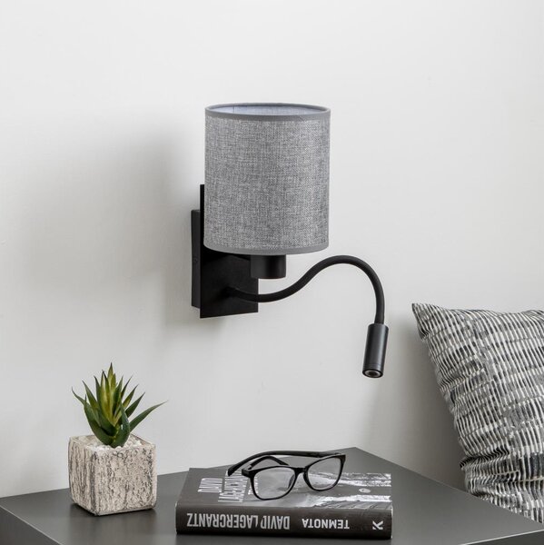 Brilagi - LED Flexibilná nástenná lampa NUBILA 1xE27/25W/230V + LED/3W čierna/šedá